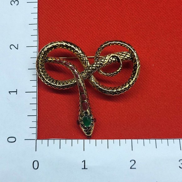 Metropolitan Museum of Art MMA Snake Brooch Enamel Jade Ruby 24K Gold Plated - Picture 11 of 15